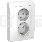 Розетка 2-м СП BLANCA 16А 250В без шторок с заземл. бел. SchE BLNRS001021, фото3