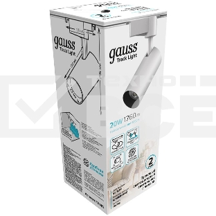 Светильник GAUSS трековый цилиндр 20W 1760lm 4000K 180-220V IP20 65*206мм белый LED 1/40 TR083