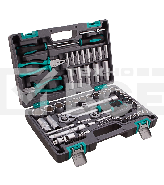 Набор инструментов STELS 141081/2'' 1/4'' CrV пластиковый кейс  69 предм.