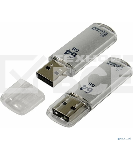 Флешка USB Smartbuy 64 Gb,Smartbuy V-Cut Silver (SB64 GbVC-S)