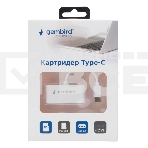 Картридер Type-C (2.0) Gembird FD2-MSD-2, 3в1: SD, TF (MicroSD), USB2.0, кабель 10см, белый, фото3