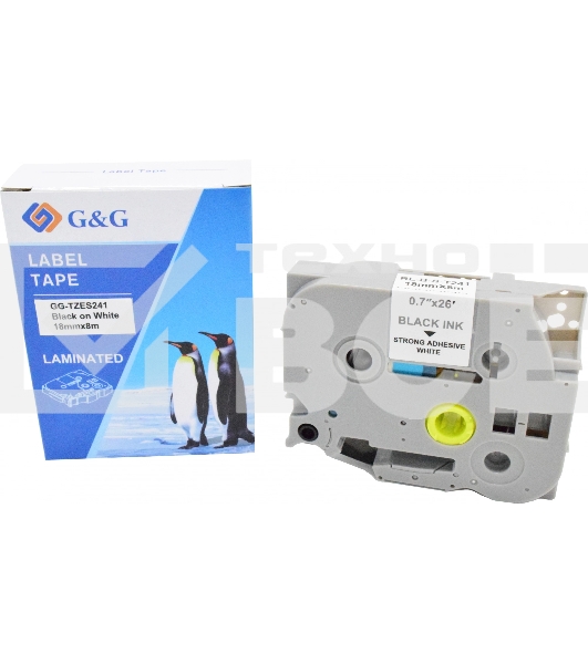 Картридж ленточный G&G GG-TZES241 черный на белом 18x8 для Brother 1230/1280/1280VP/2700VP
