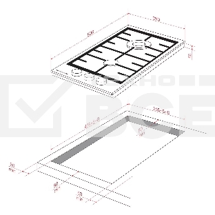 Варочная поверхность Kuppersberg FS 36 X, газ, High-Tech, 29 см, автоматический электроподжиг, газ-контроль, форсунки под сжиженый газ, SABAF конфорки, чугунные решетки, цвет нержавеющая сталь, цвет фурнитуры черный