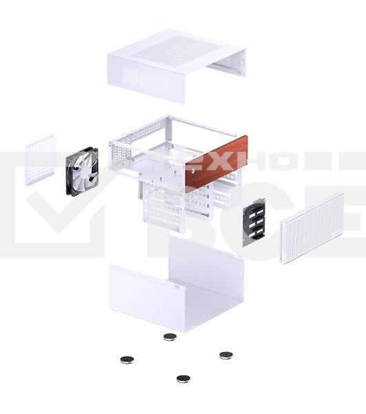 Корпус без блока питания JONSBO N4, Mini-Tower, 1x120mm, 1xUSB-A 3.0 + 1xUSB-C 3.2, SFX PSU Support, mATX, mITX White