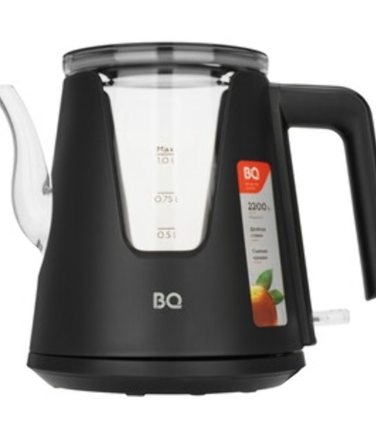 Чайник электрический BQ KT0046DW черный, 2200 Вт, 1л