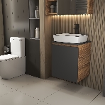 Тумба Bau Dream Blackwood 50 графит, раковина Hotel Black Rand 48х37, смеситель высокий, черный, фото3