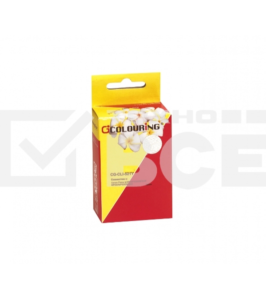 Картридж струйный Colouring CG-CLI-521Y желтый с чипом водный (9 мл) для Canon IP3600/IP4600/MP540/MP550/MP620/MP630/MP980