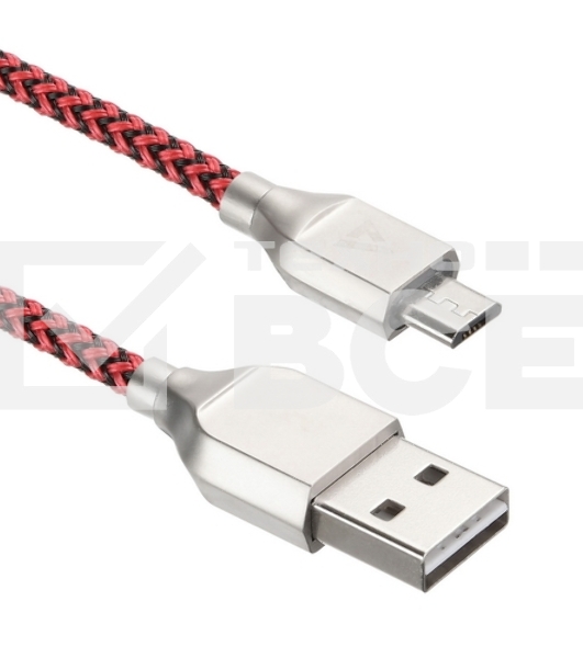 Кабель USB ACD-Titan MicroUSB ~ USB-A Нейлон, 1м, красно-черный (ACD-U927-M1R)