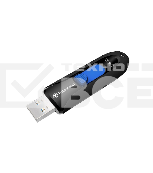 Флешка USB Transcend JetFlash 790 (TS128GJF790K), 128Gb, USB 3.0, R/W 90/40, черный/синий