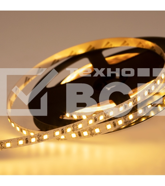 Лента LED 12 В, 8 мм, IP23, SMD 2835, 120 LED/m, 12 V,  цвет свечения теплый белый (3000 K)