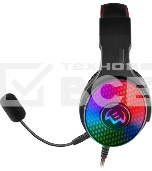 Игровые наушники SVEN AP-U1001MV с микрофоном черные (USB, LED,  mini jack O 3,5 мм (4 pin), 50 мм, RGB подсветка)