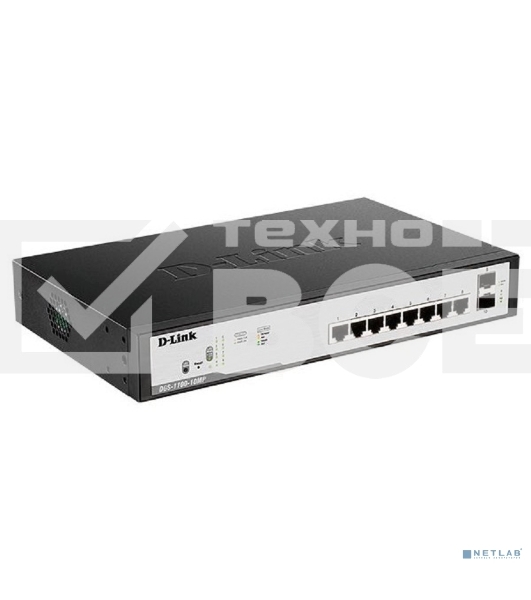Настраиваемый L2 коммутатор D-Link DGS-1100-10MPV2/A3A с 8 портами 10/100/1000Base-T и 2 портами 1000Base-X SFP (8 портов PoE 802.3af/at, PoE-бюджет 130 Вт)