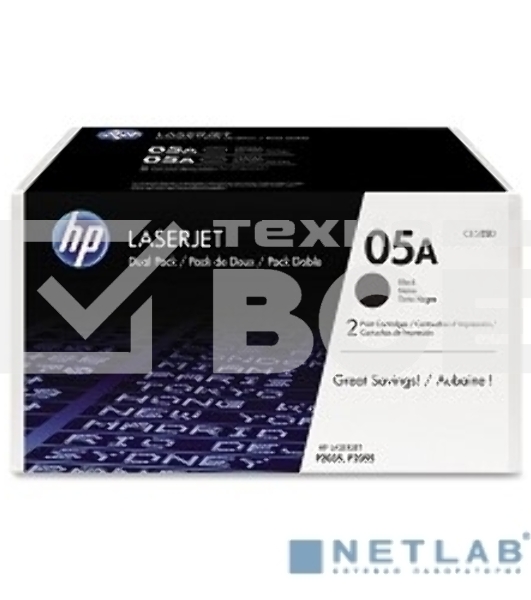 Картридж лазерный комплект HP CE505D черный для LJ P2055/P2035/P2050 (2 упак. х 2300 стр.)