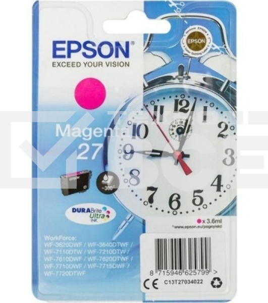 Картридж струйный Epson T2703 (C13T27034022/C13T27034020) пурпурный, 300 стр., для WF7110/7610/7620