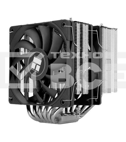 Кулер для процессора/ Thermalright Royal Knight 120 (4-pin PWM, 156mm, Ni/Cu, 6x6mm, 2x120mm, 80.45CFM/56.36CFM, 29.4dBA/28.4dBA, 2150RPM/1900RPM, S: 1200, 1700, 1851, 2011, 2066, 115X, AM4, AM5, black)