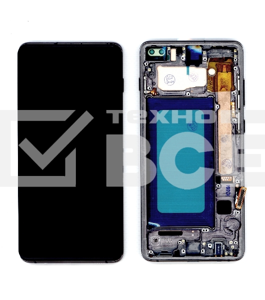 Дисплей для Samsung Galaxy S10 Plus SM-G975F в сборе с тачскрином и рамкой TFT черный (без сканера)