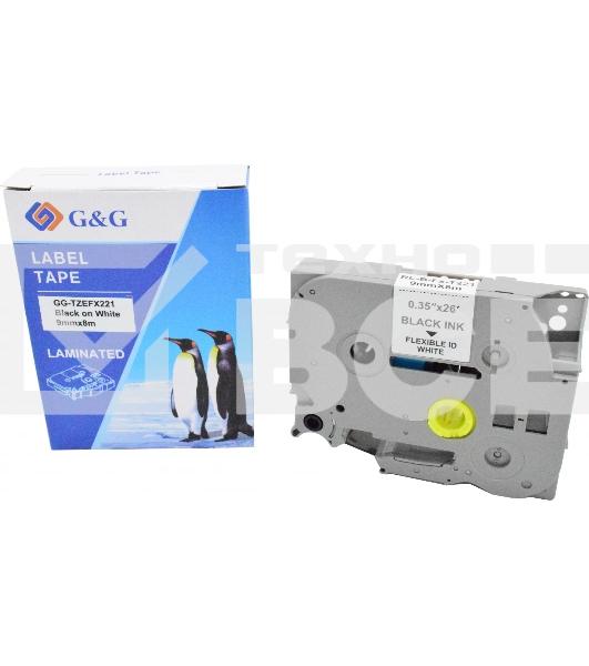 Картридж ленточный G&G GG-TZEFX221 черный на белом 9x8 для Brother 1010/1280/1280VP/2700VP