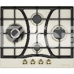 Варочная поверхность Kuppersberg FS 610 C Bronze, газ, Classic, 61 см, автоматический электроподжиг, газ-контроль, SABAF конфорки, чугунные решетки, цвет бежевый, цвет фурнитуры бронзовый, фото2