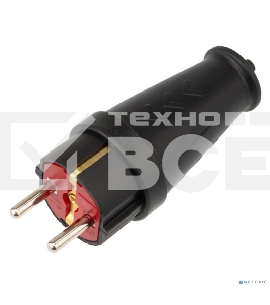 Вилка Rexant влагозащищенная прямая COMPACT, с/з, 16А, IP44 каучук, черная