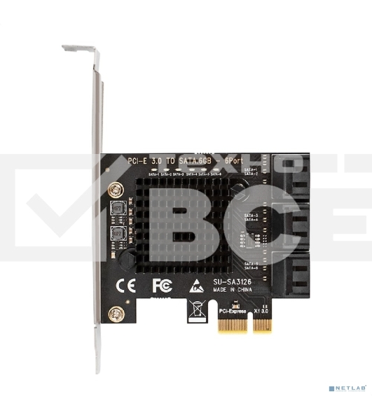 Контроллер ExeGate EXE-516v2 (PCI-E x1 v2.0, SATA3 6Gb/s, 6 int, ASMedia Chipset ASM1166)