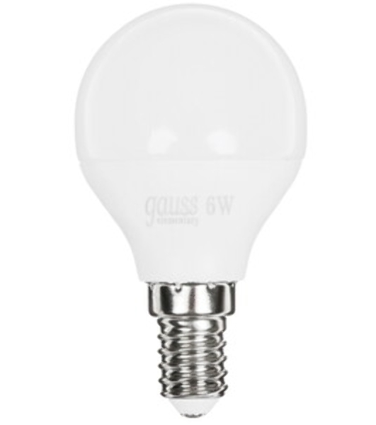 Лампа светодиодная Gauss Elementary 53226T 6Вт цок.: E27 шар 180B 4100K св. свеч. белый. нейт. (упак.: 3 шт)