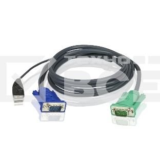 Кабель KVM ATEN 2L-5205U USB(тип А Male)+HDB15(Male) (-) SPHD15(Male) 5,0м., черный.