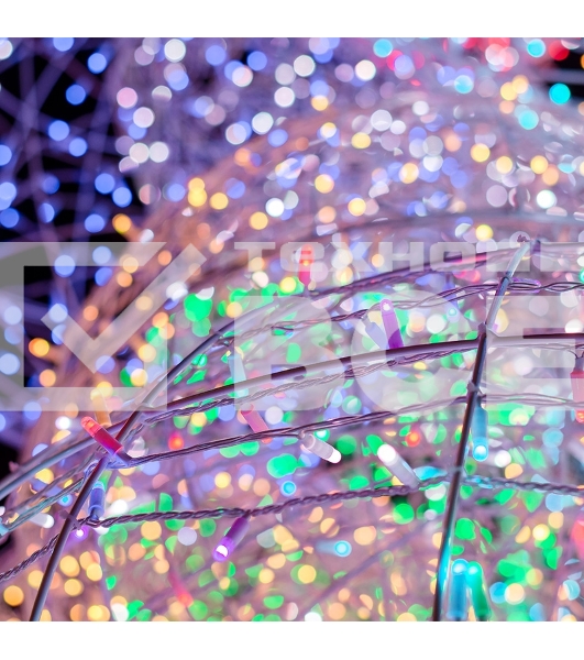 Гирлянда Нить 10м, 100 LED, цвет: RGB. свечение с динамикой  (при использовании контроллера), 230 В