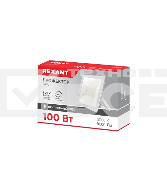 Прожектор Rexant СДО 100 Вт 8000 Лм 5000 K белый корпус
