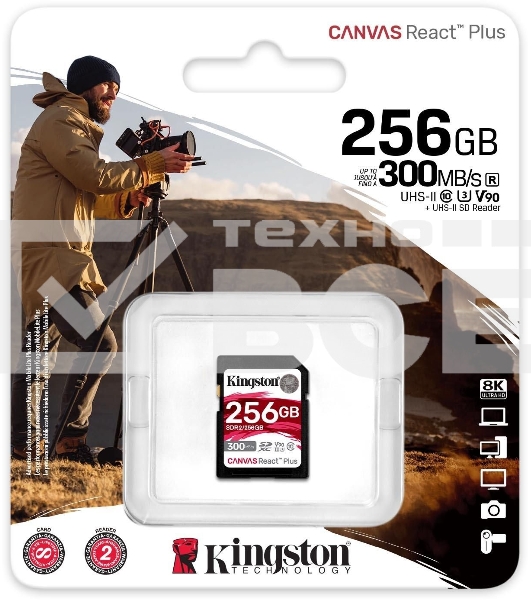 Флеш карта SDXC 256Gb Class10 Kingston SDR2/256Gb Canvas React Plus w/o adapter