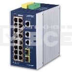 Индустриальный PoE коммутатор IGS-20160HPT для монтажа в DIN-рейку IP30 Industrial L2+/L4 16-Port 1000T 802.3at PoE+ 2-Port 1000T + 2-port 100/1000X SFP Full Managed Switch (-40 to 75 C, dual redundant power input on 48~56VDC terminal block, DIDO, ERPS Ri, фото2