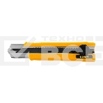 Нож, 25 мм, сменное лезвие, SK4, корпус из TPR, метал. направляющая, винтовой фиксатор Denzel, фото2