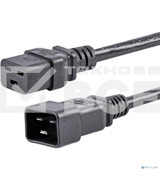 Кабель питания Filum С19-C20, 3х1.5мм, 220В, 16A, чёрный, 1.8м [FL-PC16-C19-C20-1.8M] (873355)