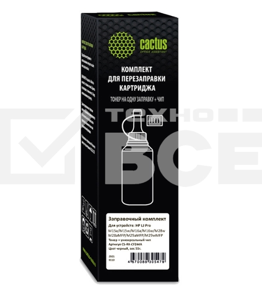 Тонер Cactus CS-RK-CF244A черный флакон 55гр. (в компл.:чип) для принтера HP LJ Pro M15/M28