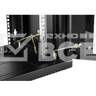 Шкаф коммутационный ЦМО (ШРН-6.350-9005) настенный 6U 600x350мм пер.дв.стекл 200кг черный 300мм 180град.