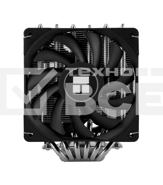 Кулер для процессора/ Thermalright Royal Knight 120 (4-pin PWM, 156mm, Ni/Cu, 6x6mm, 2x120mm, 80.45CFM/56.36CFM, 29.4dBA/28.4dBA, 2150RPM/1900RPM, S: 1200, 1700, 1851, 2011, 2066, 115X, AM4, AM5, black)