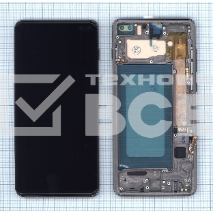 Дисплей для Samsung Galaxy S10 Plus SM-G975F в сборе с тачскрином и рамкой TFT черный (без сканера)
