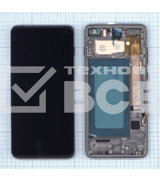 Дисплей для Samsung Galaxy S10 Plus SM-G975F в сборе с тачскрином и рамкой TFT черный (без сканера)