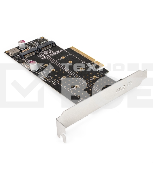 Переходник ExeGate EXE-597E2 (2 x M.2 M key -> PCI-E x8 v3.0, для установки двух SSD M.2 2230/2242/2260/2280/22110 M key NGFF в слот PCI-E, материнская плата должна быть c функции Bifurcation PCI-E)