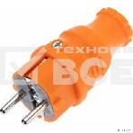 Вилка Rexant  влагозащищенная прямая COMPACT, с/з, 16А, IP44, каучук, оранжевая, фото3