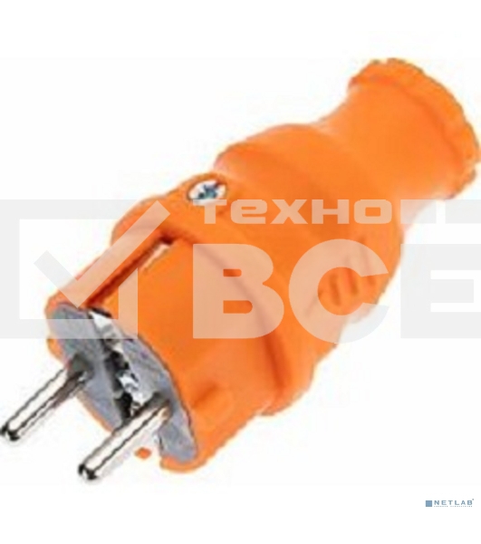 Вилка Rexant  влагозащищенная прямая COMPACT, с/з, 16А, IP44, каучук, оранжевая