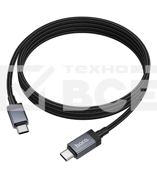 Кабель USB2.0 Hoco Type-C/Type-C, 3А, 60Вт, с дисплеем, X118, 1м, черный, коробка