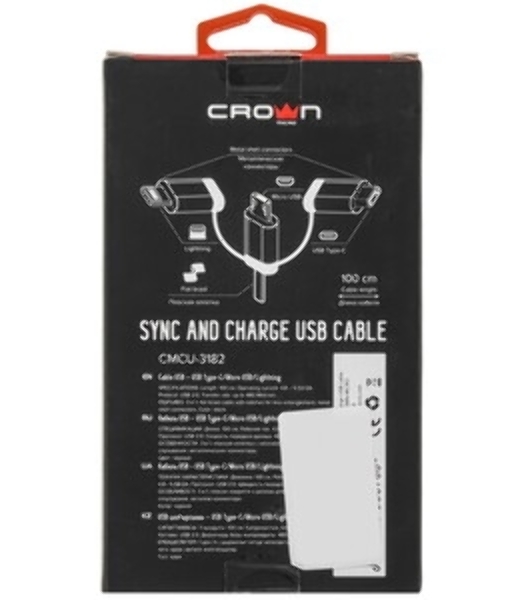 Кабель Crown USB - Lightning CMCU-012L черный