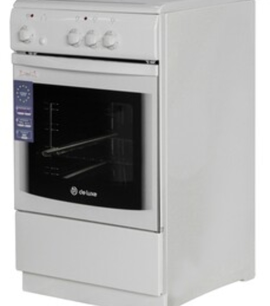 Электрическая плита De Luxe 506003.04ЭС белый, конфорок - 3 шт, духовка - 60 л, 87 см x 50 см x 60 см