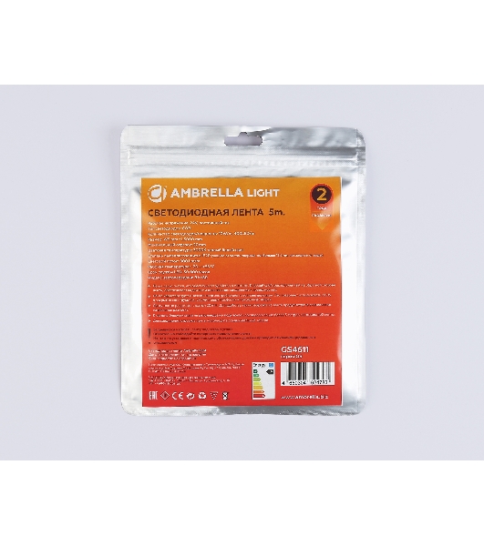 Светодиодная лента Ambrella light GS4611 COB 400Led/10W m/ 24V IP20 3000K/ 5m*5mm*2.1mm (2 конт.)