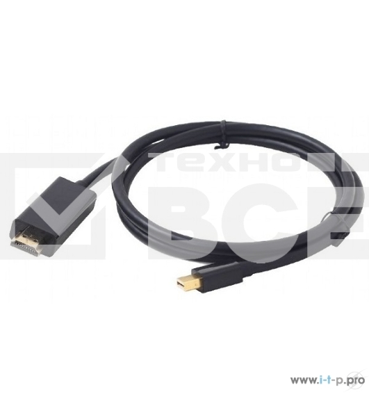 Кабель Cablexpert mDP-HDMI, 20M/19M, 1.8м, черный, позол.разъемы, пакет (CC-mDP-HDMI-6)