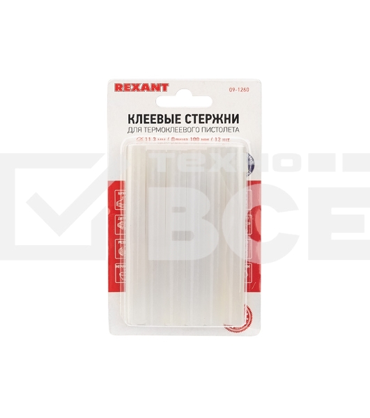Клеевые стержни Rexant, Ø11 мм, 100 мм, прозрачные - светящиеся, 12 шт., блистер