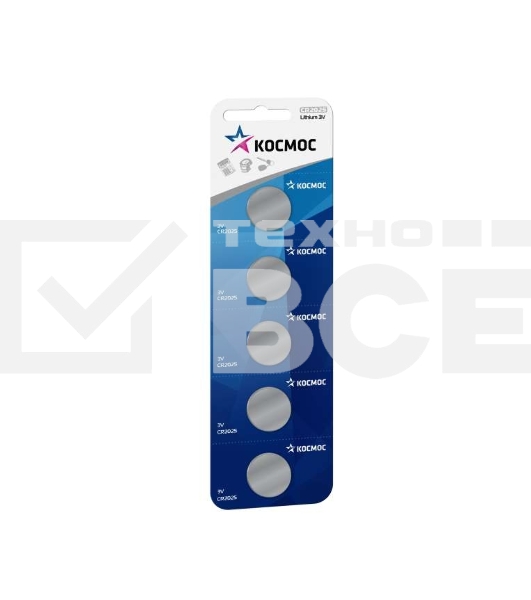 Элемент питания литиевый CR2025 5хBL (блист.5шт) КОСМОС KOC20255BL