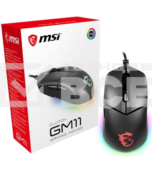 Мышь проводная MSI Clutch GM11 черный, 5000 dpi, USB, кнопки - 6