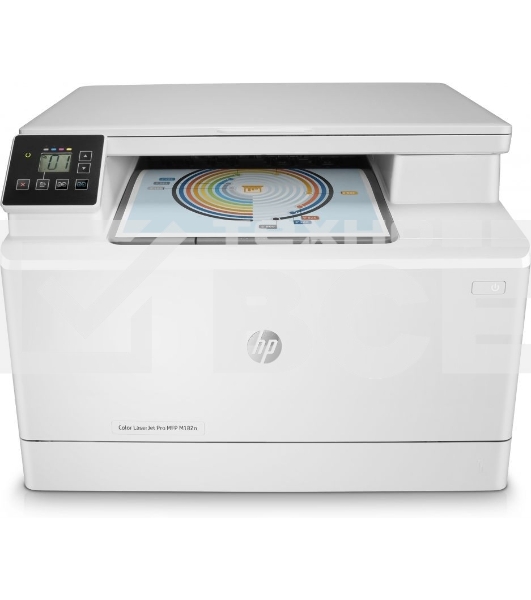 МФУ лазерный HP Color LaserJet Pro MFP M182n (7KW54A), A4, цветной, печ. до 16 стр/мин., 600 x 600 dpi (печать) 1200x1200dpi (скан.), USB, RJ-45, Air Print, Mopria