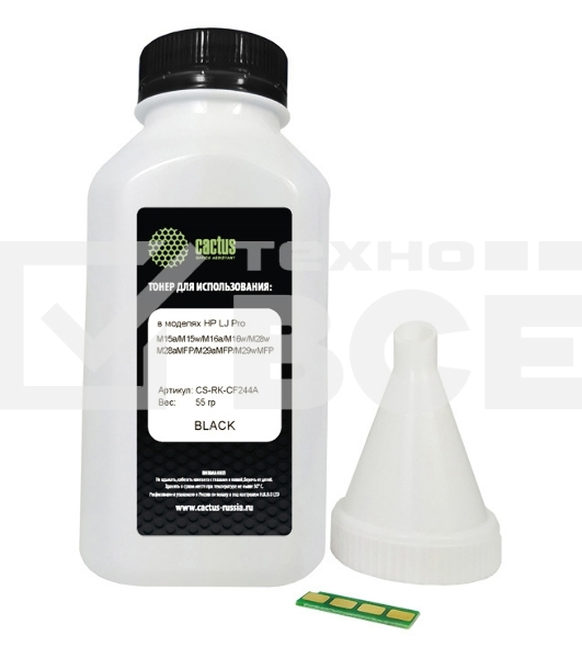 Тонер Cactus CS-RK-CF244A черный флакон 55гр. (в компл.:чип) для принтера HP LJ Pro M15/M28